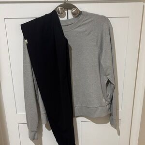 Vuori Gray Crew Sweatshirt with Black Pants